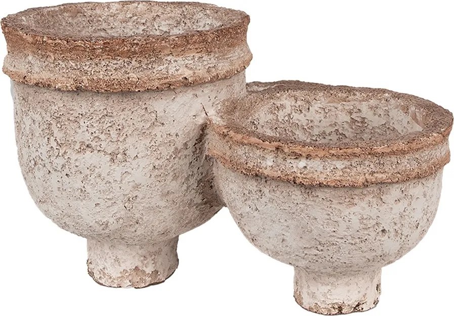 Béžová antik dekorácia tri spojené kvetináče - 27*29*17 cm