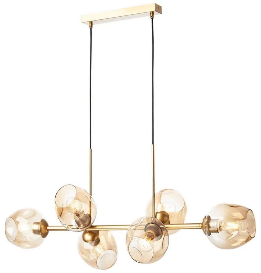 Redo 01-2619 - Luster na lanku PIERCE 6xE27/42W/230V zlatá/dymová