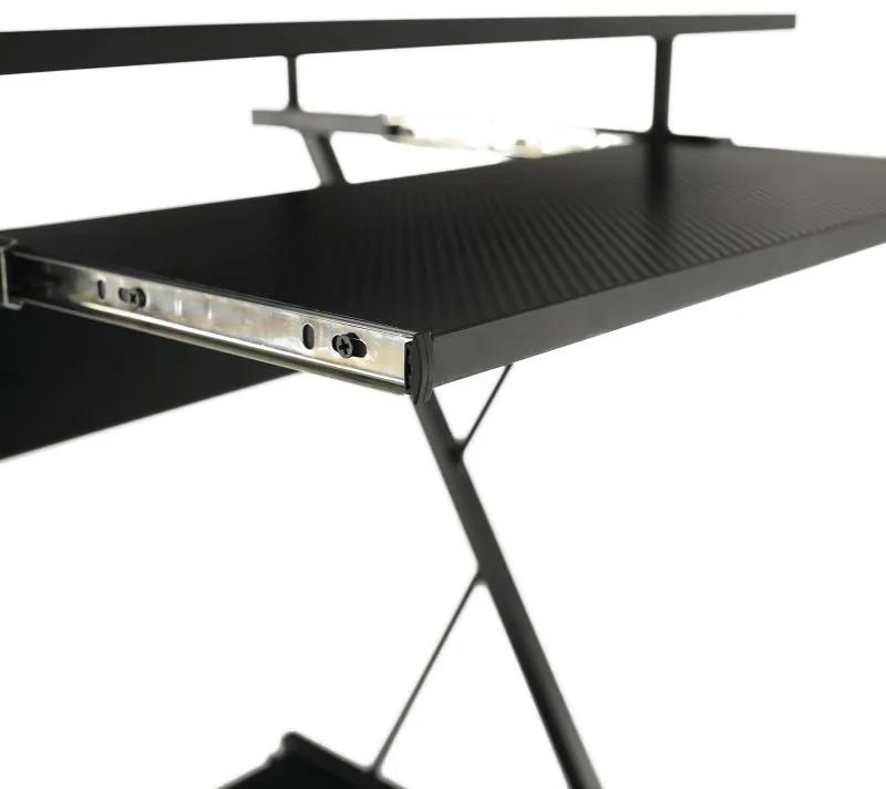 Kondela Pojazdný PC stôl/herný stôl s kolieskami, čierna, TARAK