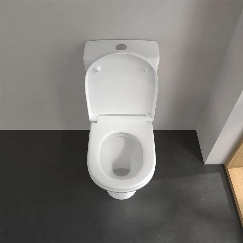 VILLEROY &amp; BOCH O.novo WC misa kombi s hlbokým splachovaním bez vnútorného okraja, zadný odpad, 370 x 670 mm, biela alpská, s povrchom AntiBac a CeramicPlus, 5661R0T2