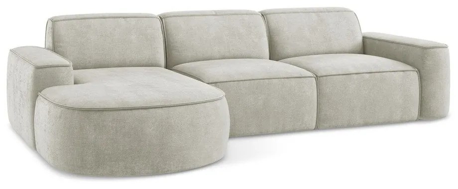 Krémová ženilková rohová pohovka (ľavý roh/s leňoškou) Omao – Makamii