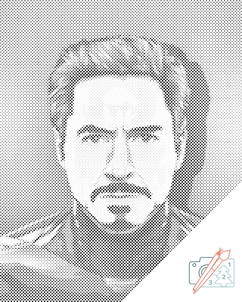 Gario Bodkovanie Tony Stark, Iron Man Rozmery: 40 x 50 cm, Rámovanie: Iba zrolované plátno, Farba bodiek: Čierna