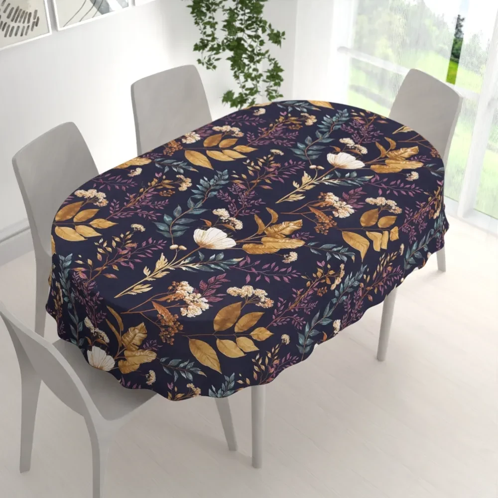 Biante Bavlnený oválny obrus Sandra SA-591 Jesenné vetvičky na tmavo modrom 50x100 cm