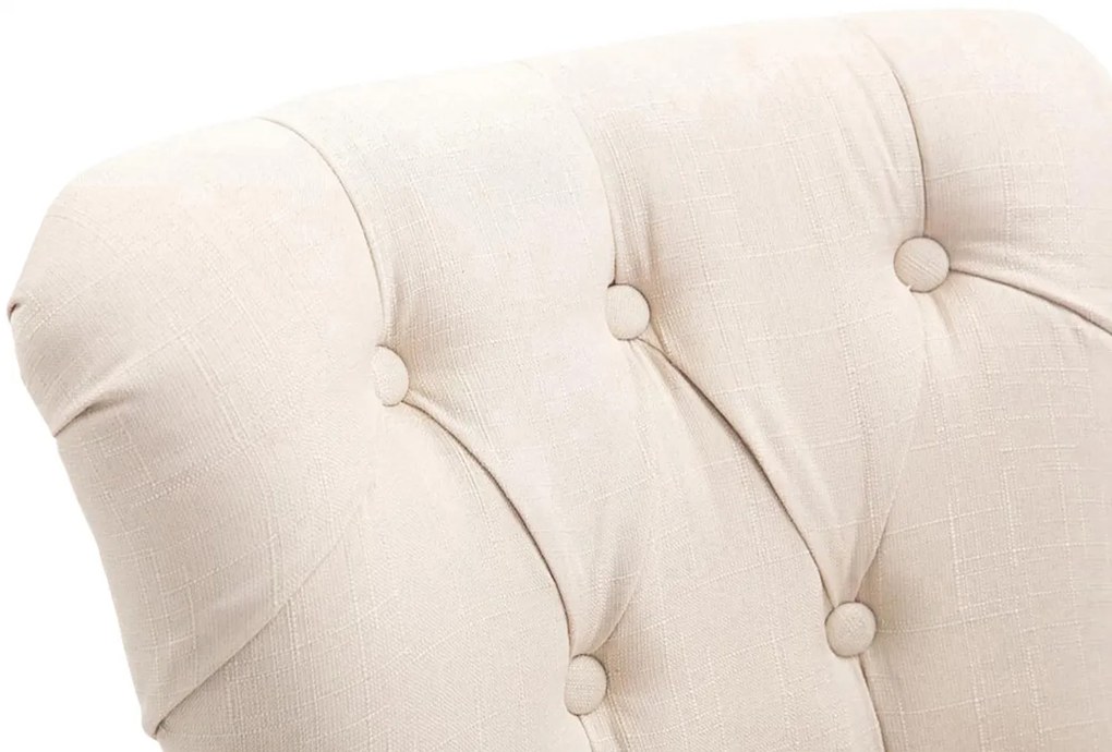 Barová stolička Buckingham - látka, drevené nohy svetlá antik - Krémová