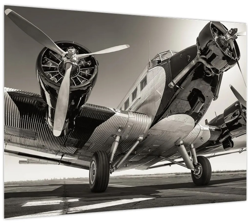 Sklenený obraz - Historické lietadlo (70x50 cm)