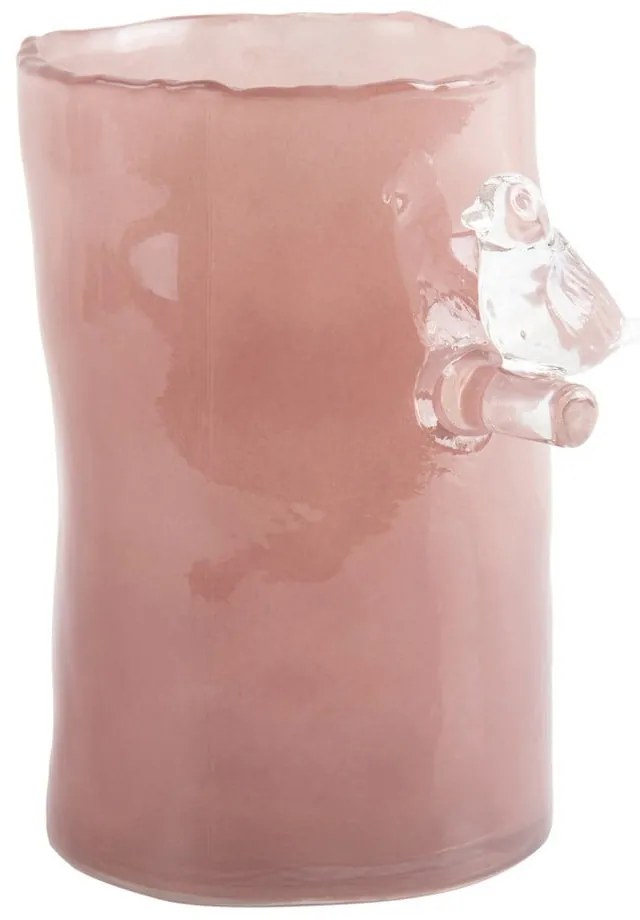 Ružová sklenená váza (výška 15 cm) Bird On Branch – PT LIVING
