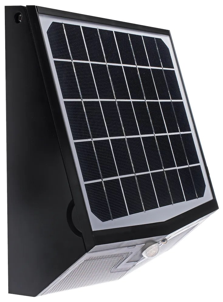 Exteriérové solárne nástenné LED svietidlo Solar, 1x LED 15w, čierna, pohybový senzor, ovládač