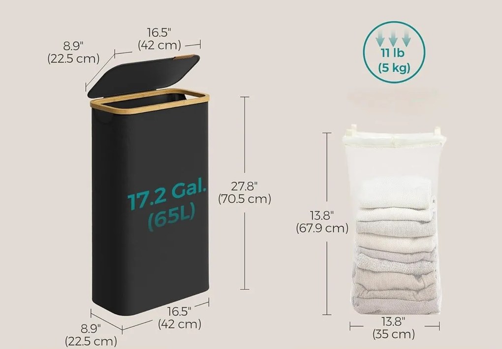 Kôš na bielizeň Leslie 65 L čierny