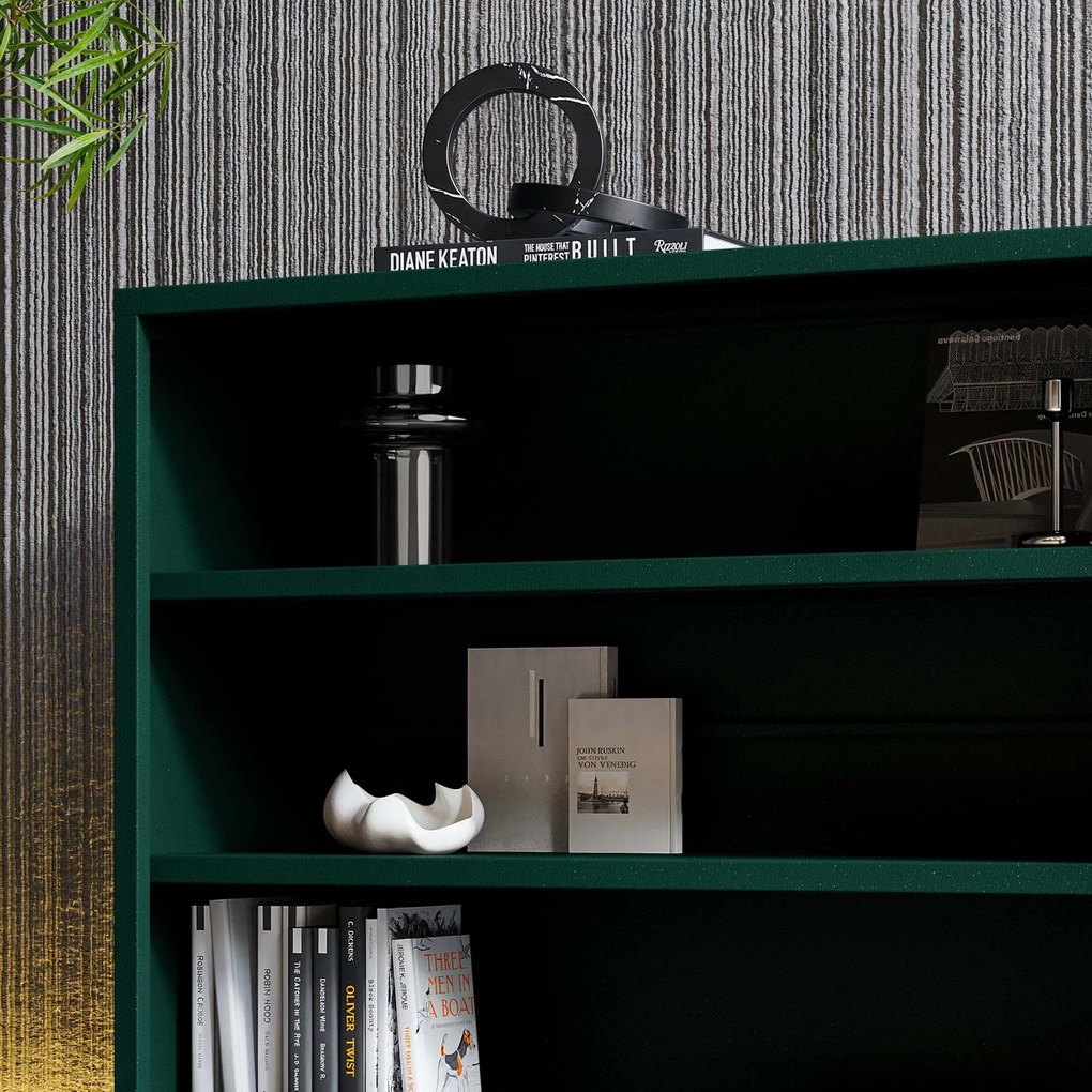 Nízky policový regál LUCA, 1000 x 900 x 350 mm, Modern: fľaškovo zelená farba