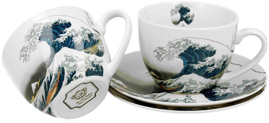 Porcelánová šálka s podšálkou Hokusai The Great Wave 250 ml sada 2ks