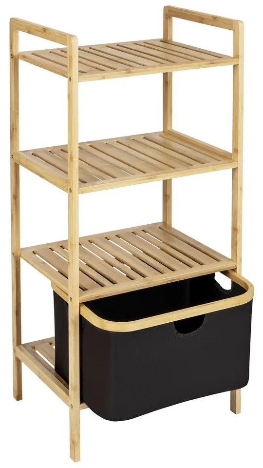 Čierny/prírodný bambusový kúpeľňový regál 44x93,5 cm Ecori - Wenko