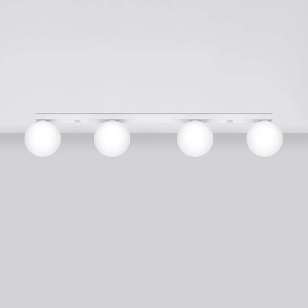 Stropné svietidlo Yoli, 4x biele sklenené tienidlo, w