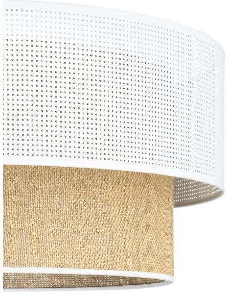 Závesný luster BORHO na lanku 1xE27/60W/230V pr. 50 cm biela/juta