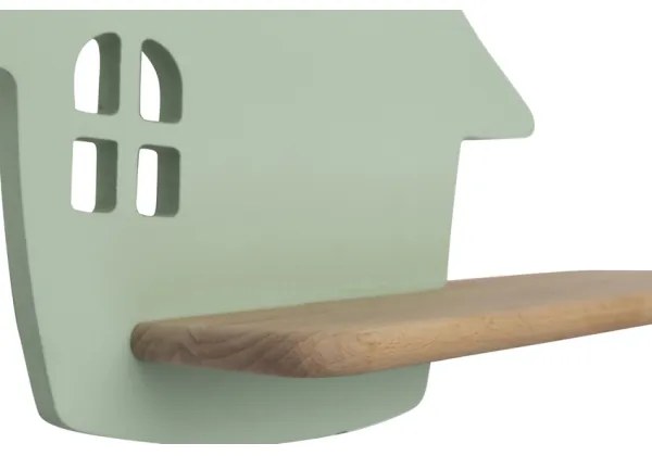 LED Detské nástenné svietidlo s poličkou HOUSE LED/4W/230V zelená/drevo