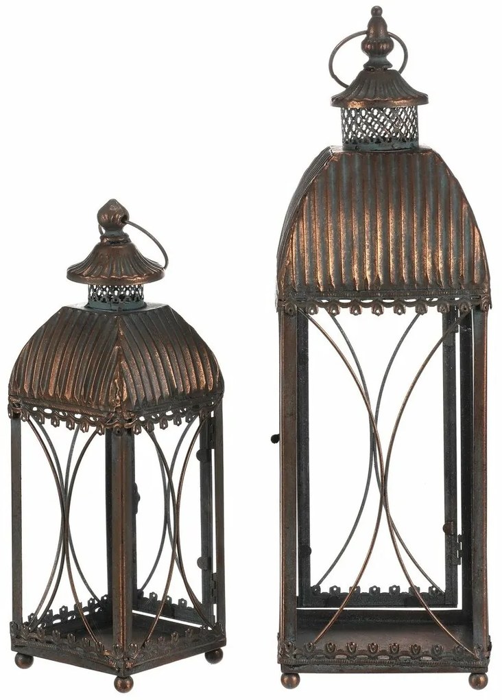 Súprava kovových lampášov Romance, 2 ks, meď