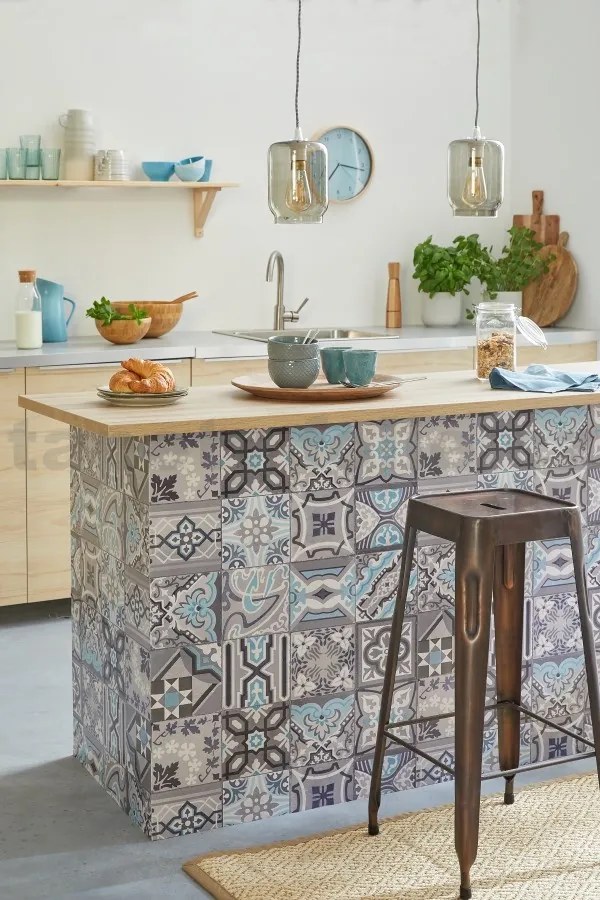 Dekoratívny obklad na stenu Ceramics 270-0169, rozmer 67,5 x 20 m, Simenta sivá- modrá , D-C-WALL CERAMICS