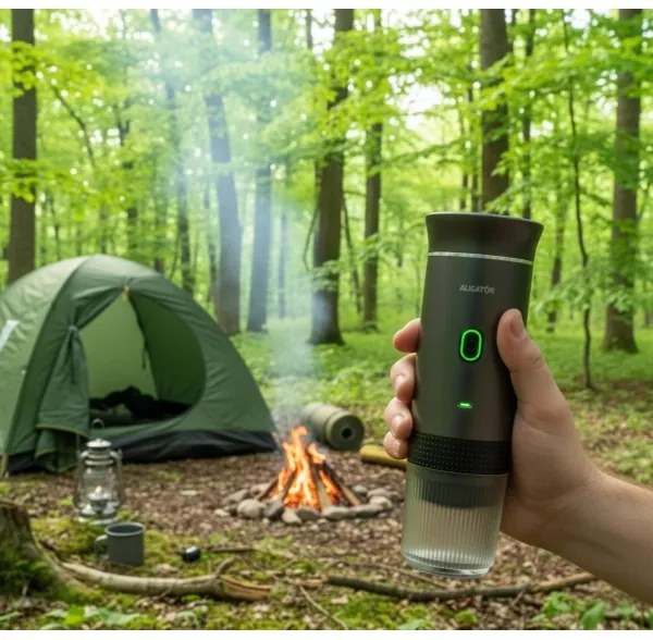 Aligator ACM002 - Prenosný nabíjací kávovar PortaCaffé 3 v 1 72W/7500 mAh sivá