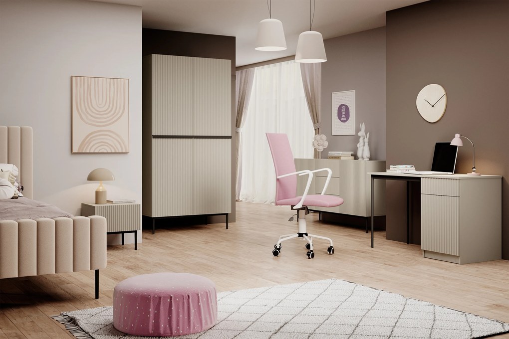 Komoda Nicole 150 cm s zásuvkami - kašmírová / čierna