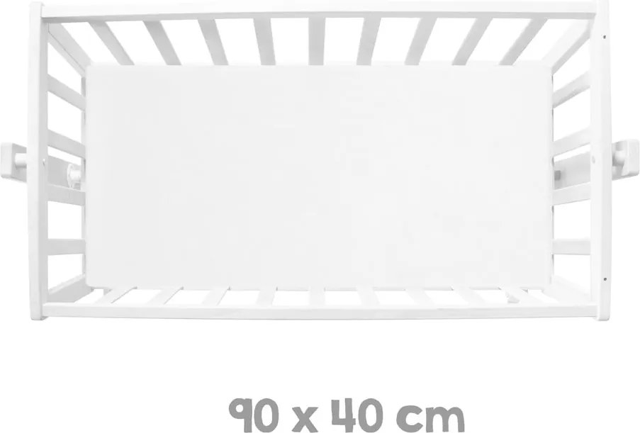 Biela kolíska na kolieskach 40x90 cm – Roba