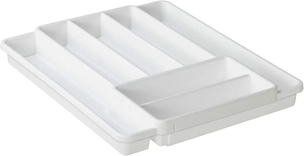 Rotho Nastaviteľný organizér do zásuvky, príborník plastový, biely DOMINO 34 - 58 x 40 cm