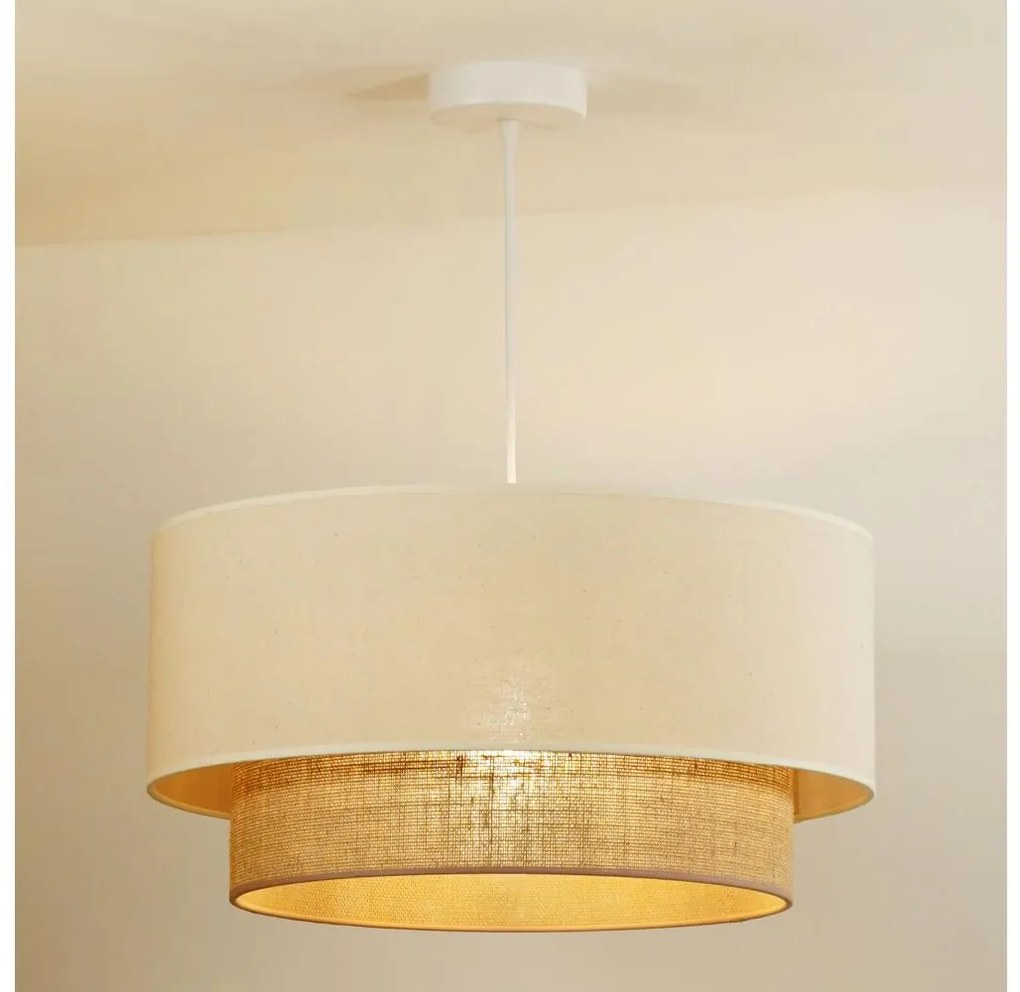 Duolla - Luster na lanku BOHO 1xE27/15W/230V pr. 60 cm béžová/hnedá 601269