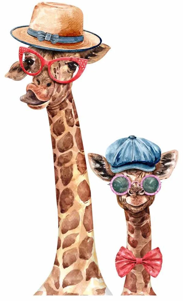Gario Detská nálepka na stenu Giraffes - žirafy v klobúkoch Rozmery: L