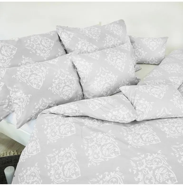 Flanelové obliečky Atény sivé EMI, Predĺžený set jednolôžko obsahuje 1x 140x220 + 1x 70x90