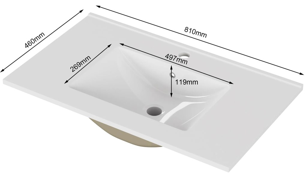 Zápustné umývadlo Houseland Cavelo 80 cm biele