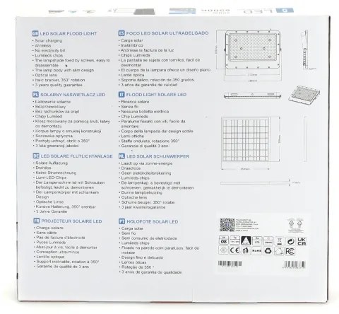 Aigostar - LED stmievateľný solárny reflektor LED/200W/3,2V IP65 + diaľkové ovládanie