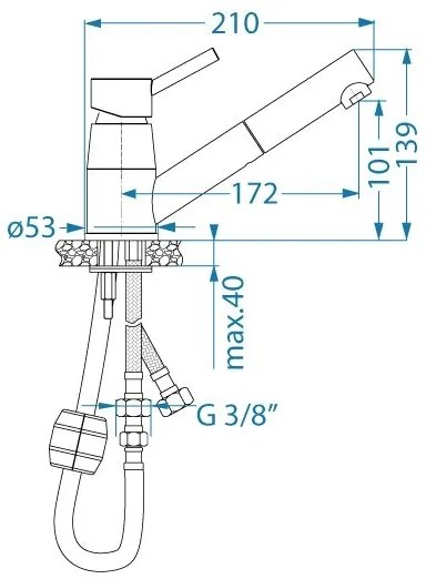 ALVEUS 1150888 - Drezová batéria s vyťahovacou sprškou NANO 13,9 cm chróm