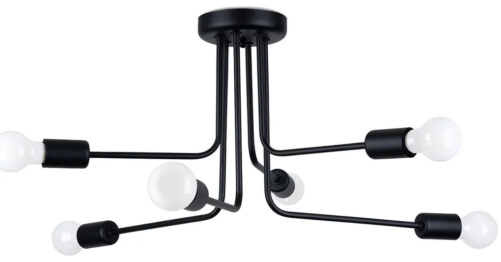Stropné svietidlo Norah 6, čierne telo svietidla