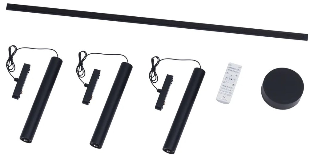 Moderný koľajnicový systém s 3 čiernymi závesnými svetlami 1-fázový - Magnetic Cassie