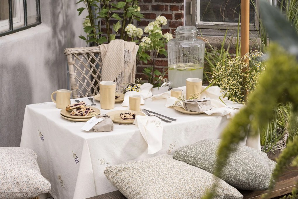 Ib Laursen Bavlnený poťah na sedák Sofie Green/Flowers 45 × 45 cm