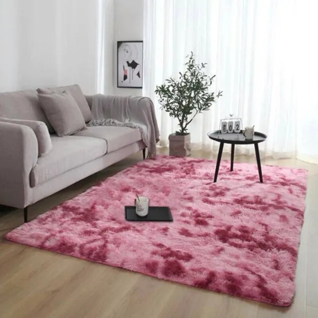 Protišmykový koberec SHAGGY ombré, červený