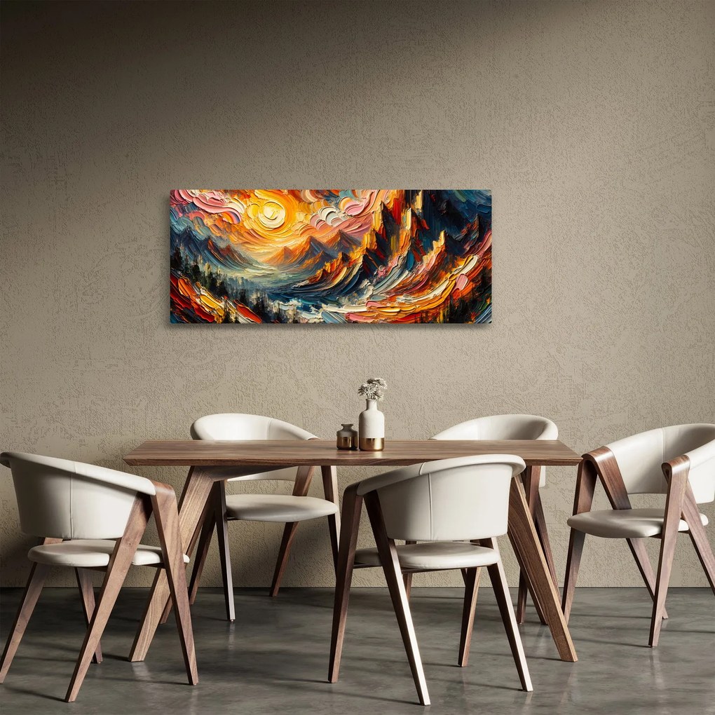 Obraz - Hory zalité slnkom (120x50 cm)