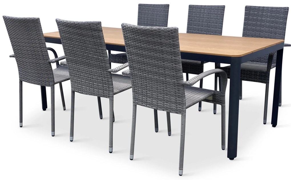 Noela Záhradný jedálenský set Milano + 6x ratanová stolička Paris PREMIUM