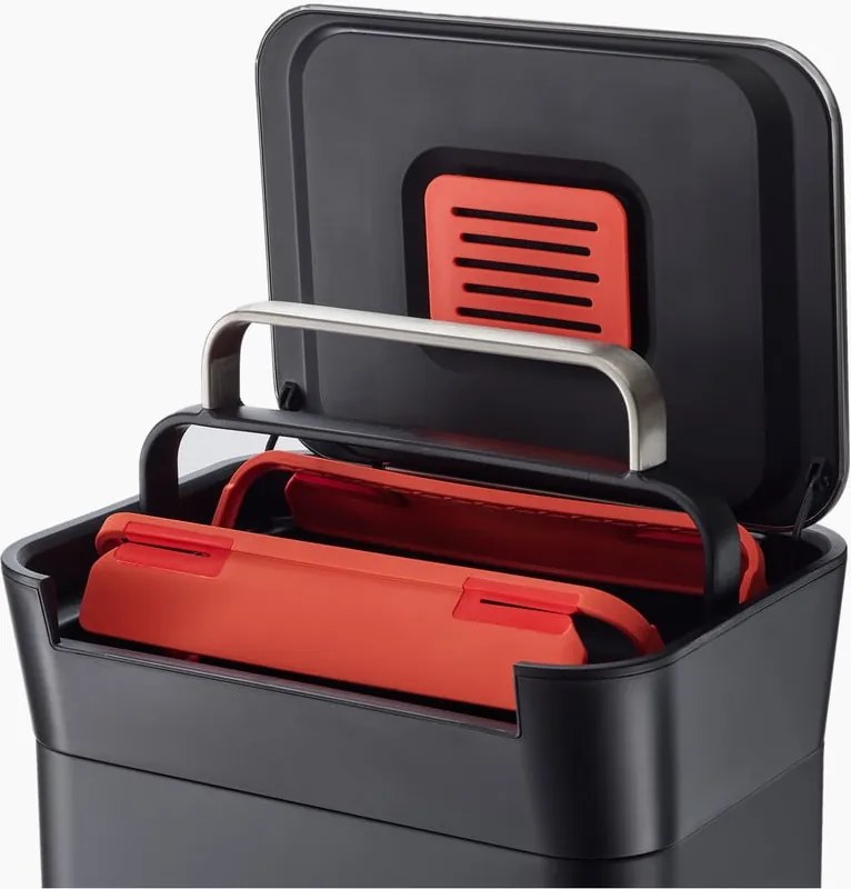 Čierny nášľapný oceľový odpadkový kôš 30 l Titan – Joseph Joseph