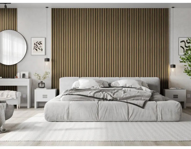 Mexen Lam-F, akustické stenové lamely 275 × 30 cm, plstený podklad 8 mm, technická dyha, orech svetlý, S105-275307-3015-017