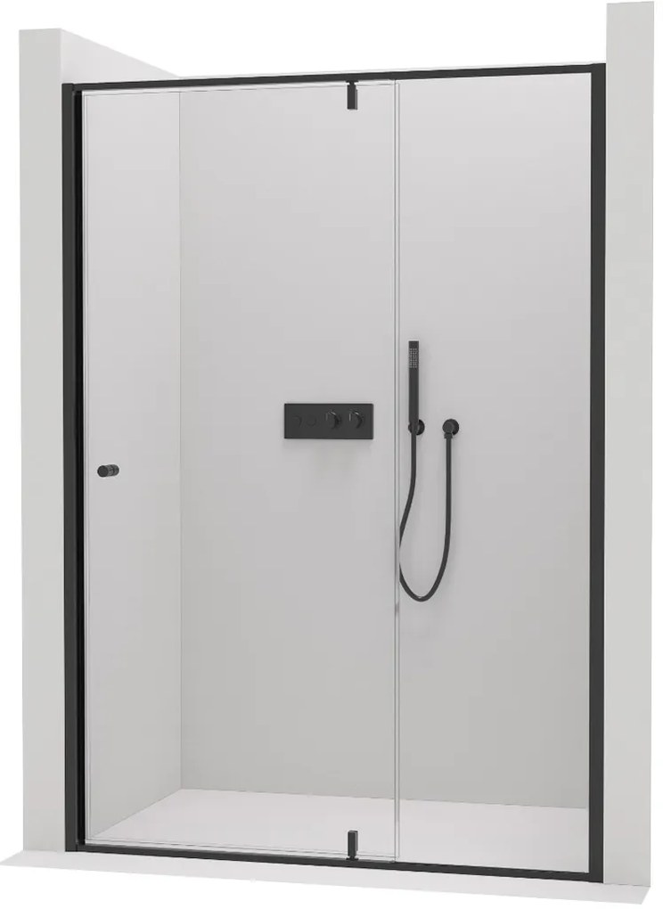 Cerano Santini, krídlové sprchové dvere 140x195 cm, 6mm číre sklo, čierny profil, CER-CER-428779