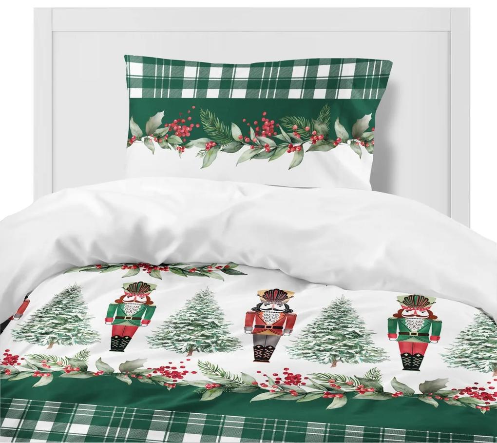 Vianočné posteľné obliečky zelené s Luskáčikom