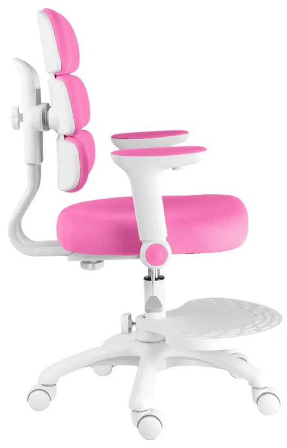 Detská rastúca stolička Neoseat KIDDY THREE — látka, prateľný poťah, tmavo ružová