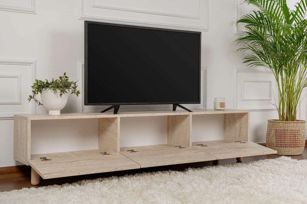 TV stolík/skrinka Alvindel (travertín). Akcia -19%. Vlastná spoľahlivá doprava až k Vám domov. 1127715