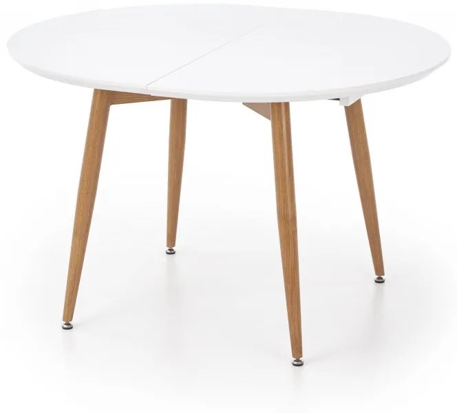 Oválny rozkladací jedálenský stôl Edward 120/200 cm biely/medový dub
