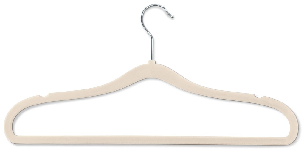 Extra úzke vešiaky na šaty, 8 ks, béžové