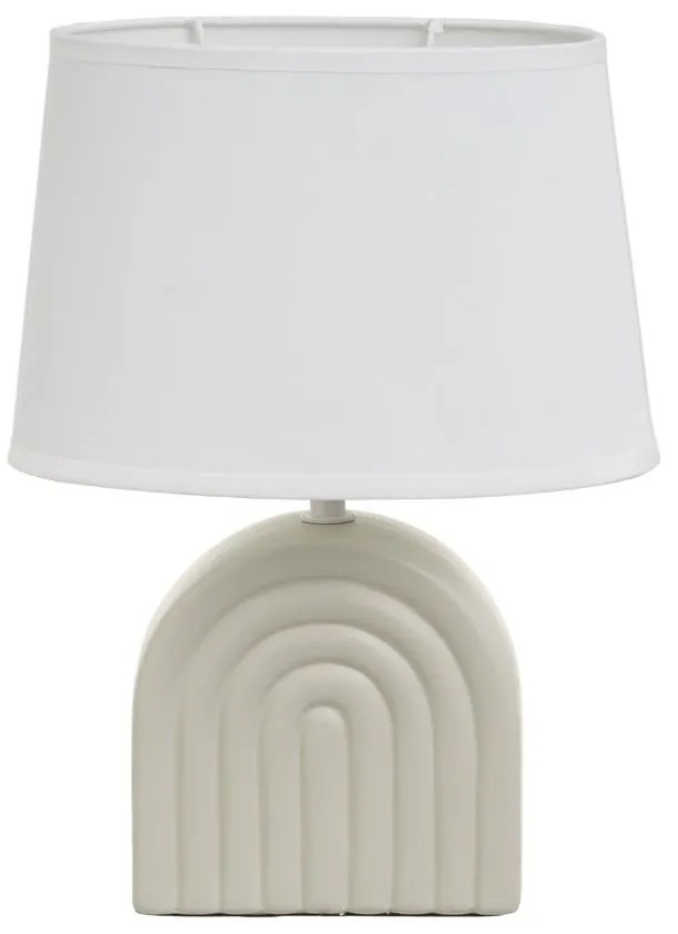 Bielo-béžová keramická stolová lampa s textilným tienidlom (výška 31 cm) – Casa Selección