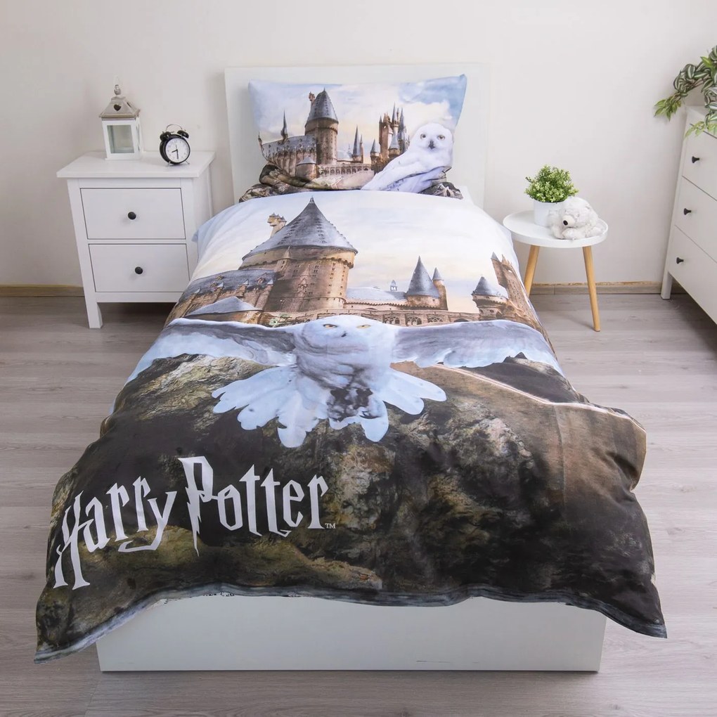 Jerry Fabrics Bavlnené obliečky 140x200 + 70x90 cm - Harry Potter "Hedwig 02"