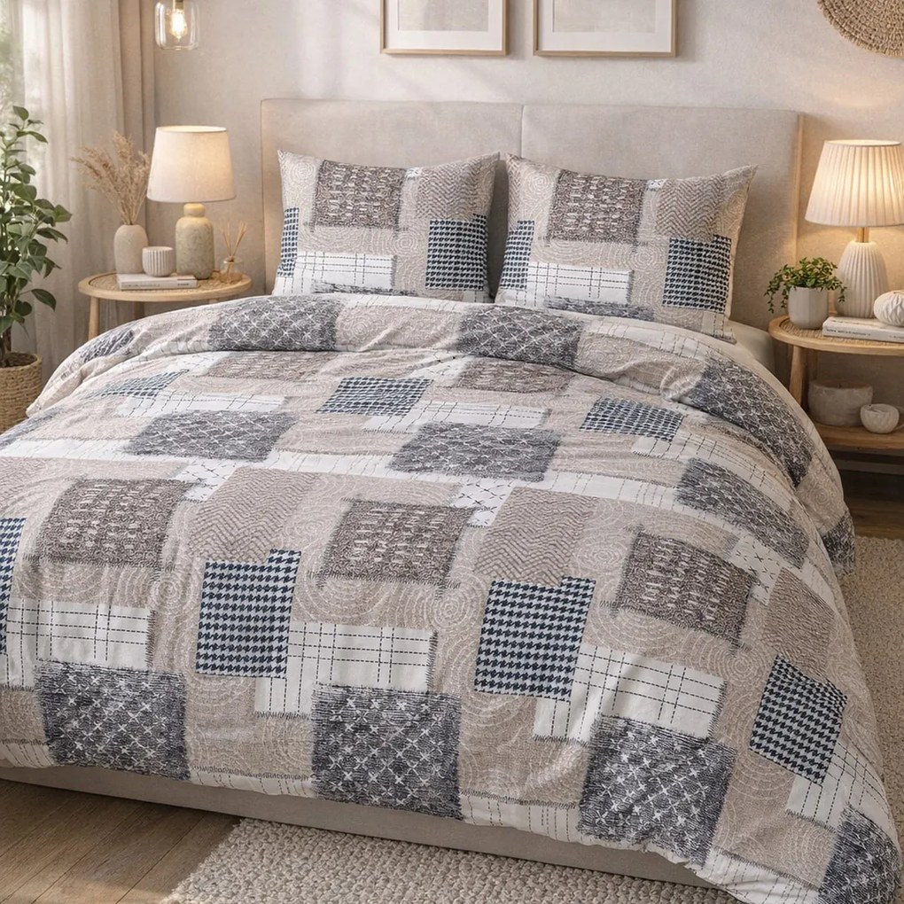 FLANELOVÉ OBLIEČKY FLANELOVE 180X200 CM, 2KS 70X80 CM VZOROVANÉ