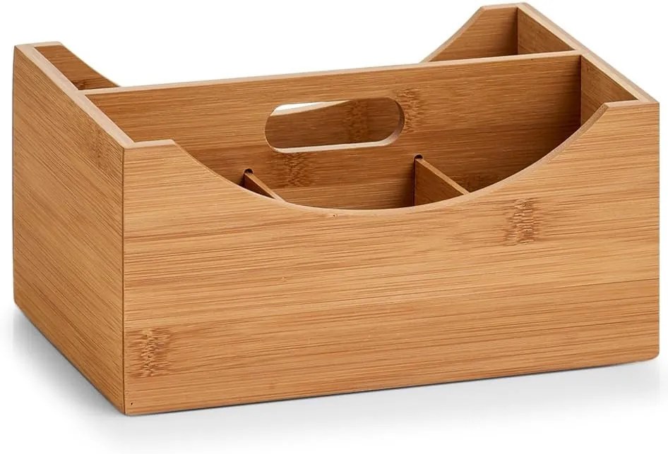 Bambusový úložný box s rúčkou, triediaci, 4 priehradky MARGAS, 25x18x12