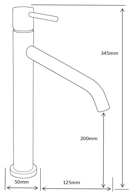Mexen Rumba, vysoká umývadlová batéria h-345, čierna matná, 73510-70