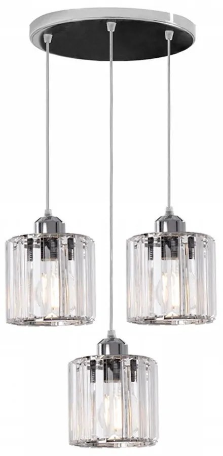 Toolight Toolight, závesné krištáľové svietidlo 3xE27 APP510-3CPR, strieborná, OSW-08550